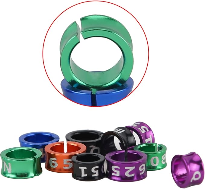 Open Bird Ring Bird Band Bird Foot Ring Bird Leg Bands Rings for Birds Tags Aluminum Alloy Split Ring Mixed Color for Parrots Hibiscus Bird Finches Etc 50Pcs (ID 5.7MM)