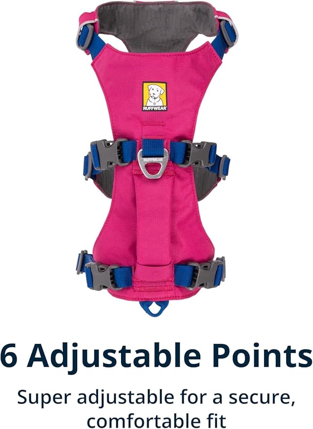 Ruffwear, Flagline Dog Harness, Lightweight and Reflective, No Pull Dog Lift Harness for Hiking, Running and Everyday Use, Alpenglow Pink, Small