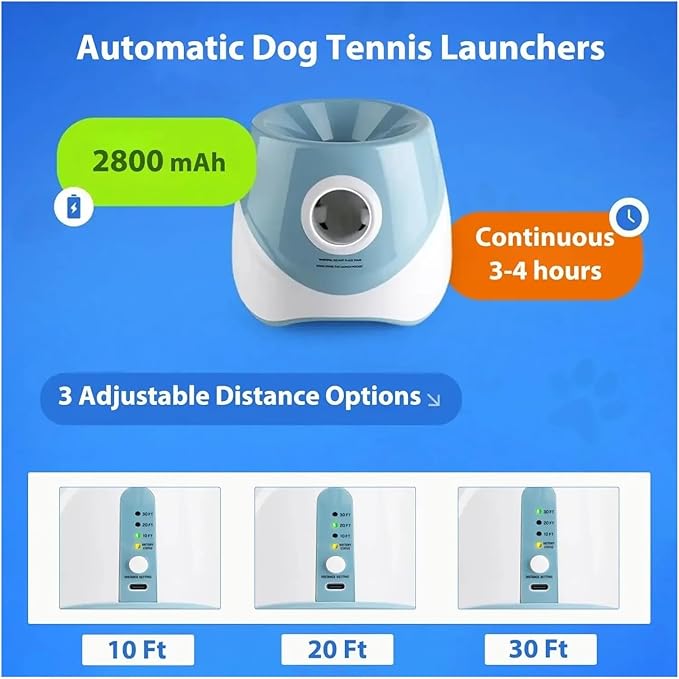 Dog Tennis Ball Launcher Dogs Chase Automatic Toys Fun Interactive Machine Catapult Throw Rechargable(Black)