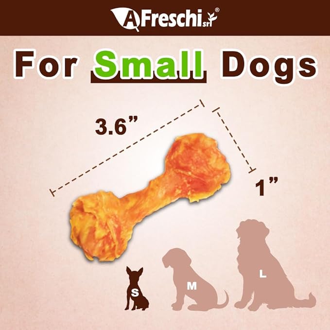 A Freschi srl Turkey Tendons for Dogs, USA-Sourced, Healthy Dog Treats, Rawhide-Free Puppy Chews, Long Lasting, All Natural, Hypoallergenic Dog Treats for Small Breeds, 40 Count Box Bone (S)