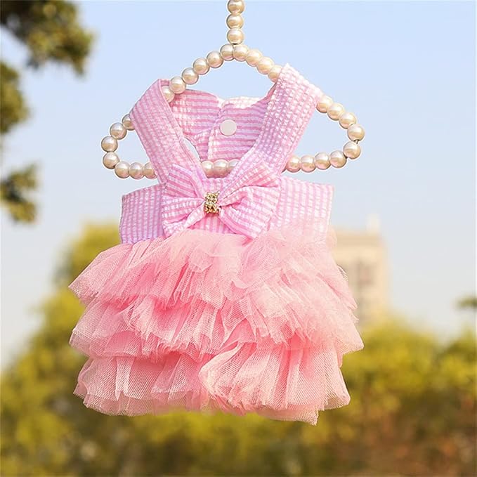 Dog Dresses, Fashion Pet Dog Clothes, Striped Mesh Puppy Dogs Princess Dresses (Purple/Pink(4pack), X-Small)