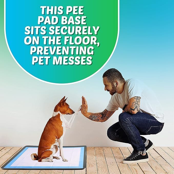 TidyFriend Dog Pee Pad Holder Tray Fits Up to 30” x 36” Wee Wee Pee Pads - Stable Grip, Raised Edges, Quick-Wipe Silicone Surface Dog Potty Tray Holder for Indoor Flooring Protection (Grey)