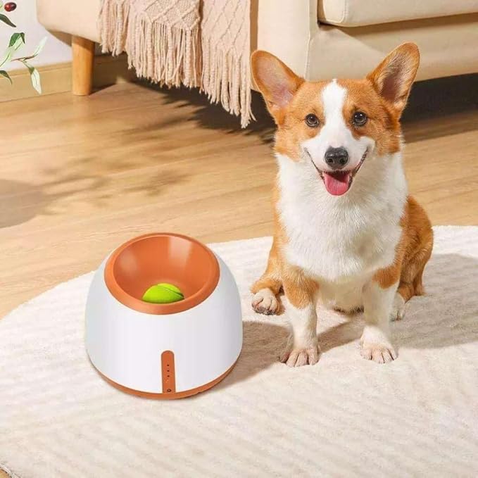 Eaacaa Automatic Ball Thrower for Dogs, 2025 Upgraded Ball Thrower with 3 Tennis Balls, Mentally Stimulating Training Dog Toy for Medium and Large Dogs (Grey)