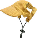 Dog Baseball Cap, Dog Cat Summer Beach Visor Hat with Ear Holes, Adjustable Puppy Sunbonnet Headdress (Yellow, Large)