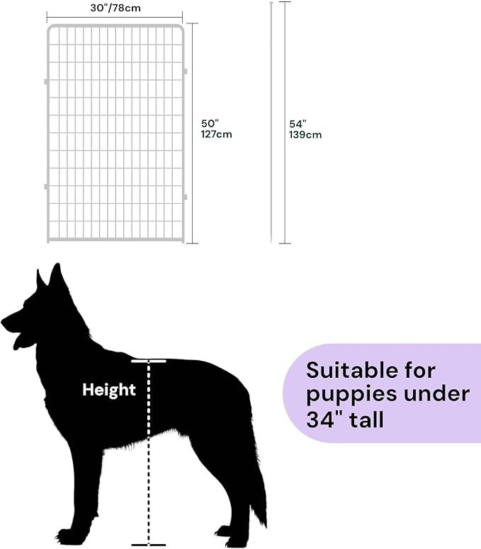 SunsGrove Indoor Dog Playpen with Wider Door, 50 inch 4 Panels Non Slip Dog Pen Indoor, Anti Rust Dog Fence, Free and Safe Play, White