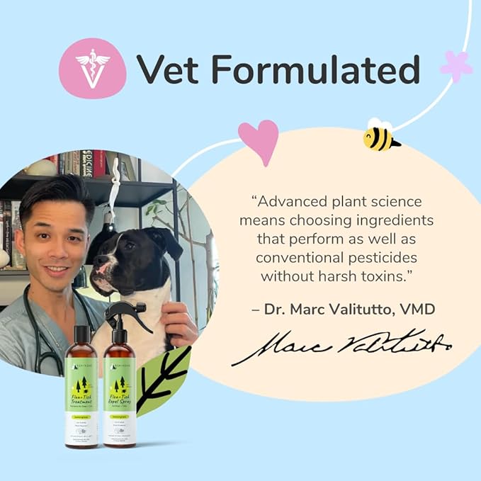 kin+kind Plant Based Flea Spray for Dogs and Cats – Essential Oil Formula with Lemongrass – Flea and Tick Prevention for Cats, Kittens, Puppies & Dogs - Pet Supplies - Family Safe – 12 fl oz