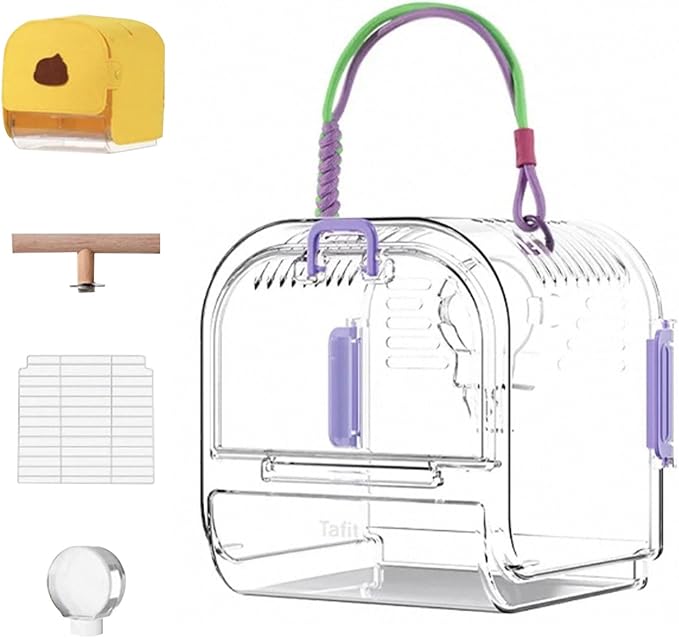 Light Weight Pet Carriers Transparents Portable Bird Cage with Removable Tray for Budgies and Small Birds Travel Cage with