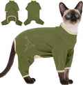 DENTRUN Cat Clothes for Hair Control with Hair Sticky Fabric - Soft Recovery Suit & Breathable Lint-Resistant Cat Sweater for Cats Only, Kitten Onesie Pajamas, XS, Army Green