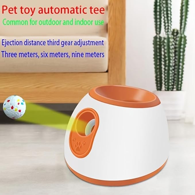 Eaacaa Automatic Ball Thrower for Dogs, 2025 Upgraded Ball Thrower with 3 Tennis Balls, Mentally Stimulating Training Dog Toy for Medium and Large Dogs (Orange)