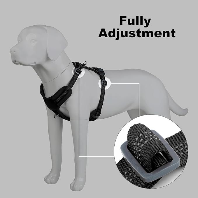 Plutus Pet No Pull Dog Harness, Release at Neck, Soft Padded, Reflective Adjustable Dog Vest Harness for Small, Medium, Large Dogs(Black, S)