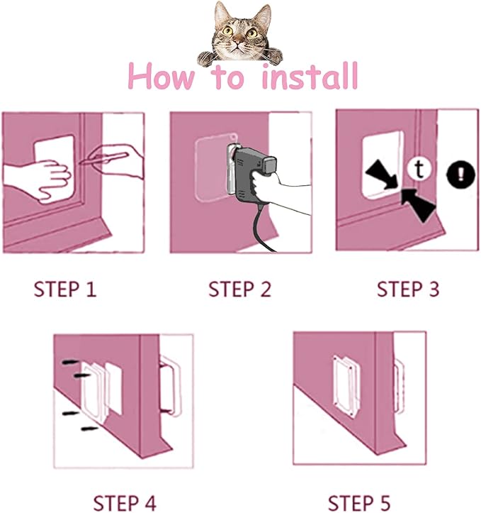goTeamghjkl Cat Door Flap (Outer Size 9.9" x 9.2"), 4 Way Locking Large Cat Door for Interior Exterior Doors, Weatherproof Pet Door for Cats Doggie Kitties and Kittens with Circumference < 24.8"