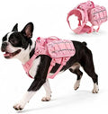 Medium Dog Harness Backpack, No Pull Adjustable Dog Vest with Handle & Leash Ring, Lightweight Dog Backpack with Side Pockets for Walking, Training & Day Hikes, Pink, M