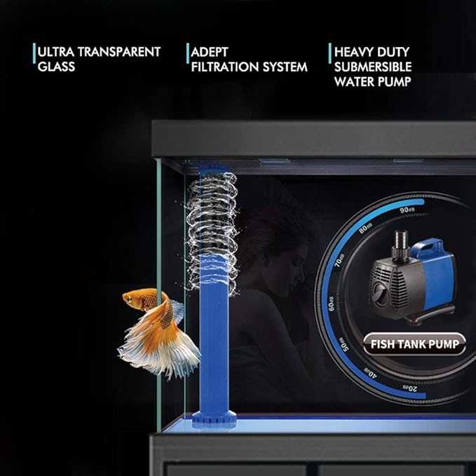 135 Gallon Glass Aquarium with Aluminum Cabinet - Including Sump for Filtration and Circulation, Plumbing, LED, Silver