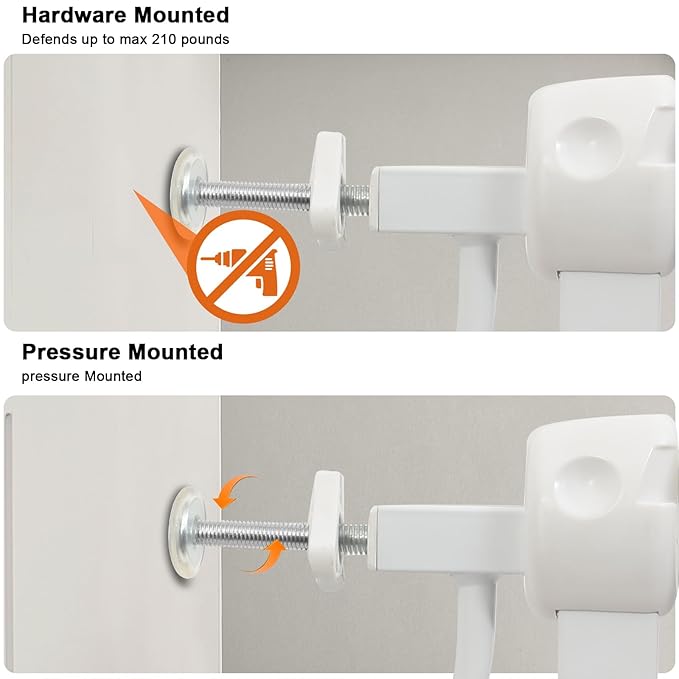 Extra Wide Baby Gate Extra Tall Dog Gate for Stairs Doorways White Metal Tension Child Pet Safety Gates with Pressure Mount 67-71.5 Inch (White)