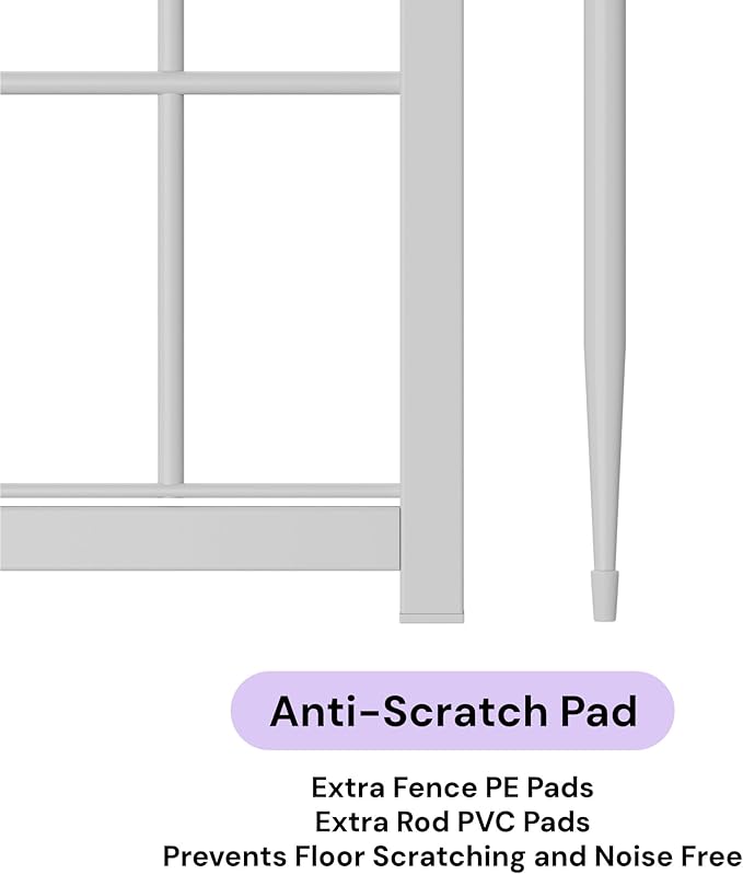 SunsGrove Indoor Dog Playpen, 24 Inch 2 Panels Puppy Play Pen for Indoors, Easy Setup Anti-Rust Pet Fence, White