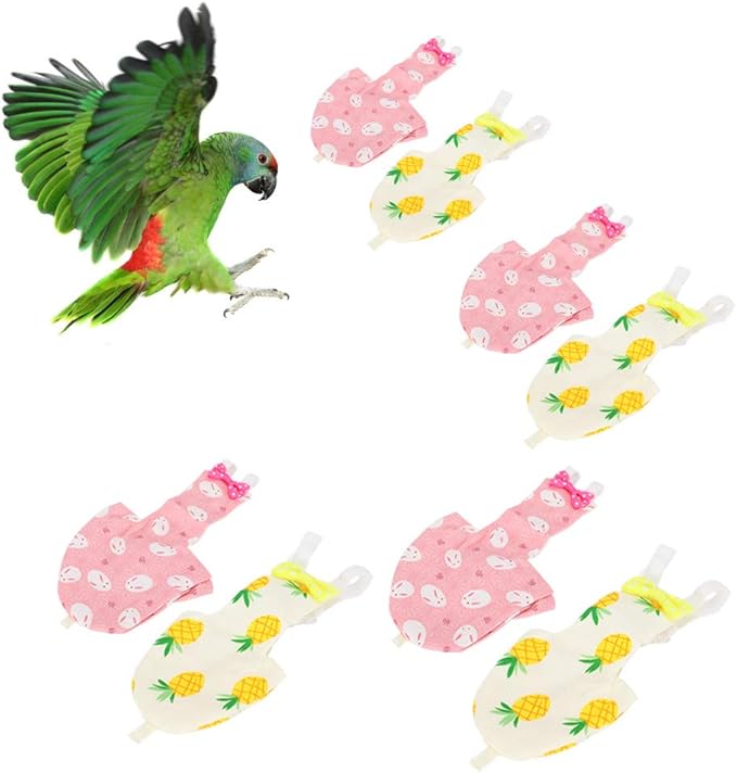 Pet Bird Diaper, Flying Costume Reusable Diapers Washable Parrot Bird Flight Suitable Clothes Parrot Nappy Cotton Pad for Pet Supplies(L Yellow)