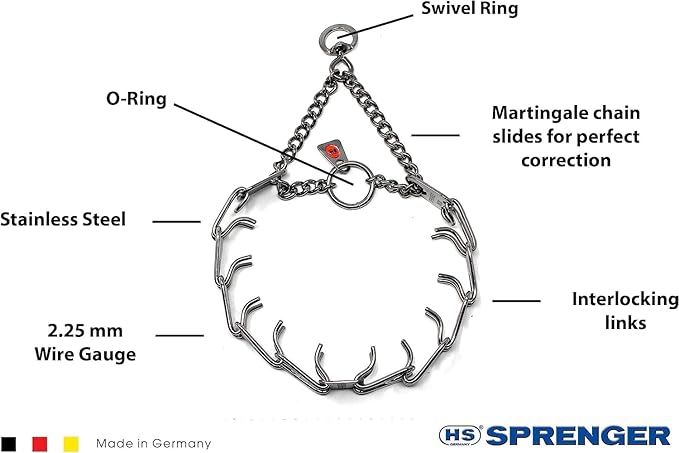 Herm Sprenger Stainless Steel Prong Dog Training Collar with Swivel Ultra-Plus Pet Pinch Collar No-Pull Collar for Dogs Made in Germany 3.2mm x 23in Medium
