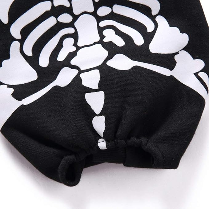 Halloween Fancy Fleece Dogs Cats Warm Pajama Coat Skeleton Costumes for Teddy, Pug, Chihuahua, Shih Tzu, Yorkshire Terriers, Papillon B-Black/White L