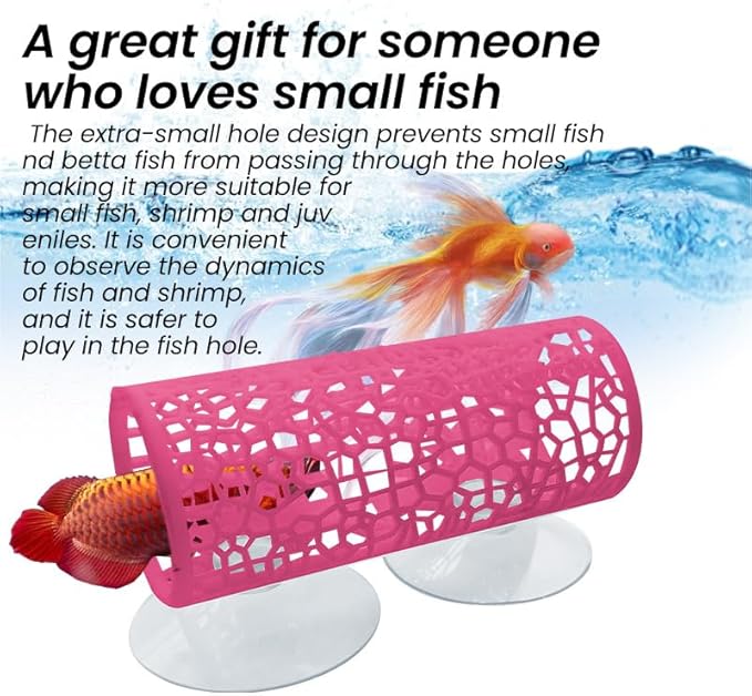 Betta Fish Hammock with Suction Cup - Plastic Aquarium Hideout & Resting Leaf for Betta Fish Tank, Decorative Shelter to Reduce Stress, Easy to Install (Black)