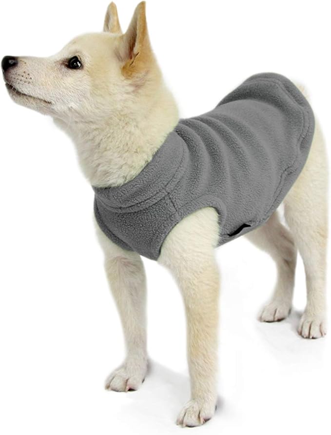 Gooby Stretch Fleece Vest Dog Sweater - Gray, Medium - Warm Pullover Super Stretchy Fleece Dog Jacket for Small to Large Dogs