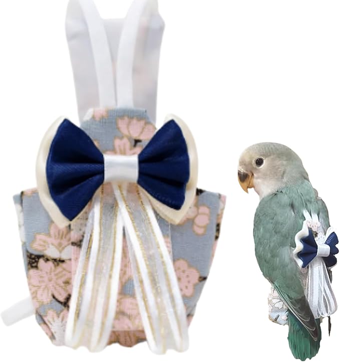 Bird Diaper Cockatiel Clothes Flight Suite, Reusable Parrot Nappy with Waterproof Inner Layer, Cute Pigeon Pants Urine Wet Suit Costume for Conure Macaw (Grey,Sulphur-Crested Cockatoo)