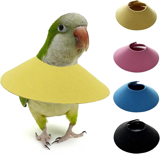 4Pack Bird Cone Collar, Anti-Grab Feather Plucking Wound Healing Safety Elizabethan Collar, Protective Recovery Cones for Budgerigar Cockatiel Lovebirds Cockatoo Parrots (S)