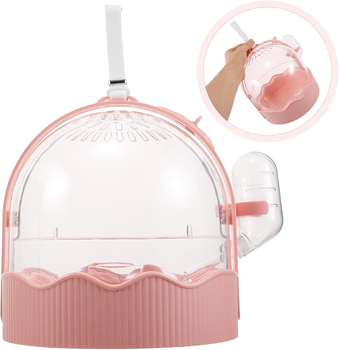 MERRYHAPY Parrot Travel Cage Outdoor Portable Bird Carrier with Large Ventilated Space Lightweight Breathable Travel Cage for Small to Medium Birds Pink