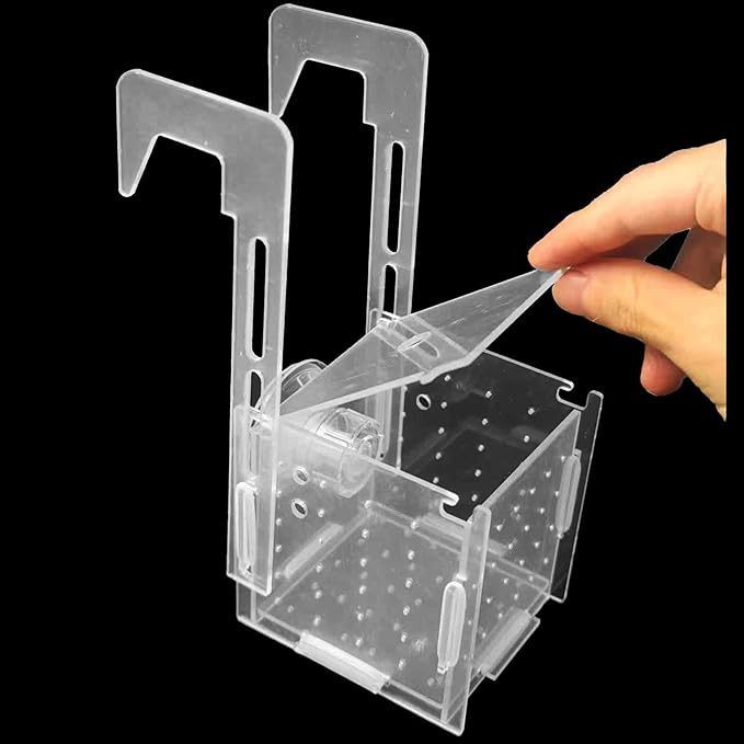 3 x 3 x 3 inch Acrylic Fish Breeding Box, Transparent Isolation Hatchery Incubator with Suction Cups for Guppy Shrimp Small Baby Fishes Aquarium Nursery Tank