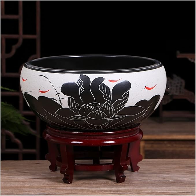 Aquarium Aquarium Fish Tankchinese Style Ceramic Goldfish Bowl Home Living Room Office Desktop Fish Culture Bowl Aquarium Starter Kits Fish Tank Decorations (Color : B, Size : 50CM)