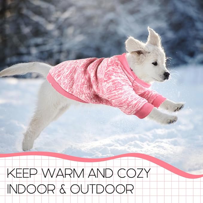 3 Pack Dog Sweaters for Small Dogs Girl Boy Winter Fleece Clothes Warm Soft Dog Sweatshirt Outfit for Dogs Cats Pet Apparel (Rose+Red+Pink, Small)
