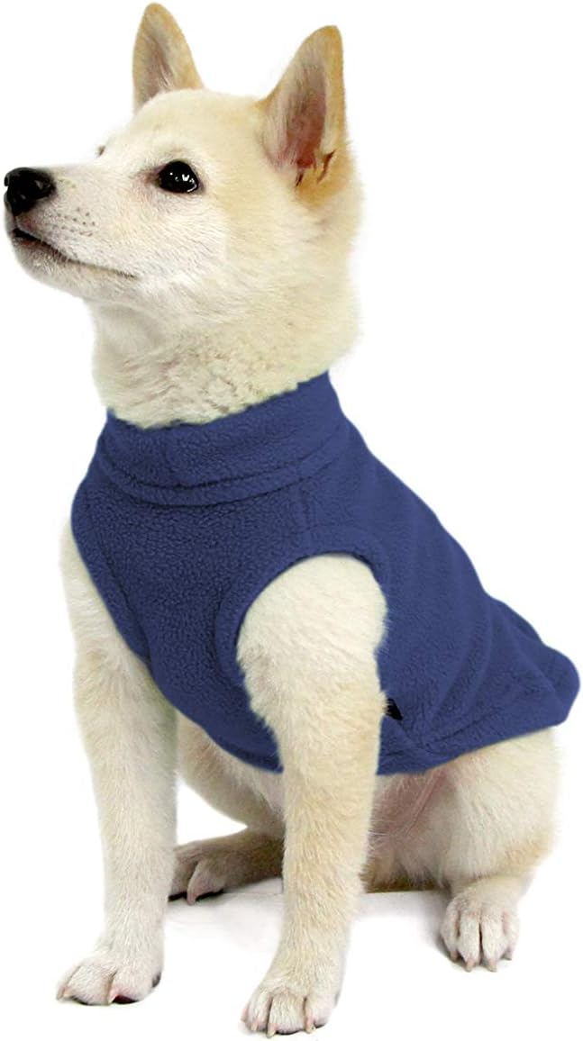 Gooby Stretch Fleece Vest Dog Sweater - Indigo Blue, Small - Warm Pullover Super Stretchy Fleece Dog Jacket for Small to Large Dogs