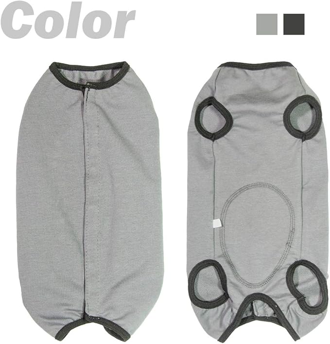 Dog’s Recovery Suit Post Surgery Shirt for Puppy, Wound Protective Clothes for Little Animals(Grey-XXS)