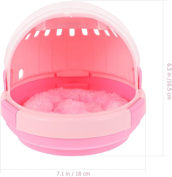 Toyvian Portable Parrot Cage Handheld Travel Carrier with Pink Warm Nest and Cushion, Bird Sleeping Bed for Outdoor Use, Lightweight Pet Bird Carrier for Small Parrots and Parakeets