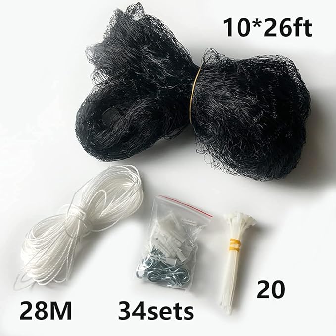 Cat Balcony Rail Net Cat Anti-Fall Netting（10 * 26ft） Pet Balcony Mesh Fence Net Dog Fence Nets Black Nylon Pets Anti-Fall Mesh Fence