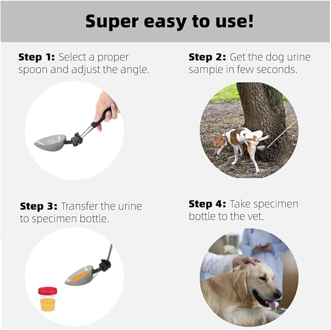 Dog Cat Urine Collector- Telescopic Handled Dog Pee Sample Catcher for Veterinary Supplies, Urine Stick for Small Large Female Dogs Extends to 42"