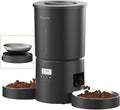 Dual Automatic Cat Feeder 2 Cats,6 Meals/Day,12 Portions/Meal,4.2L Dual Power Double Bowls Feeder,Dry Food Auto Pet Dispenser,10S Voice Record,Flexible Schedule Timer (Black,Stainless Dual Bowls)