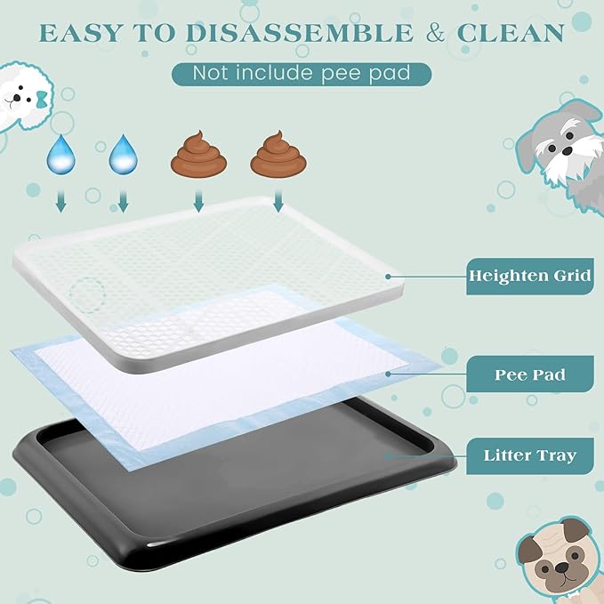 Mifoci 2 Pcs Dog Pee Pad Holder Potty Tray Portable Dog Litter Box Toilet Training for Small Medium Large Pet Puppy Indoor Outdoor