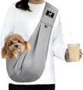 Dog Sling Carrier for Small Dogs Cats up to 15 lbs - Hands Free Puppy Carrier Bag (Plus Size L) - Ergonomic Padded Shoulder Strap & Safety Hook Based on Owner's Bust Length, Light Gray