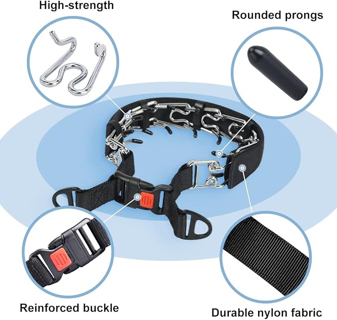 CBBPET Dog Prong Collar, Adjustable Dog Training Collar with Quick Release Buckle for Small Medium Large Dogs