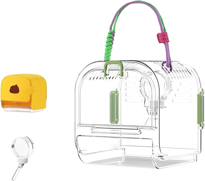 Portable Plastic Bird Cages for Outdoor, Lightweight Ventilated Travel Bird Cage with Handle, Waterproof Bird Carrier for Small Birds and Budgies, Easy to Carry (Green)