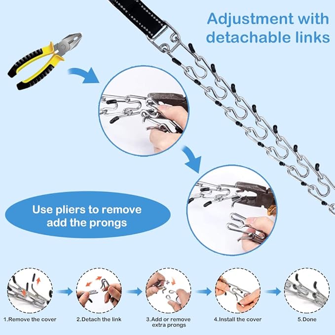 CBBPET Dog Prong Collar, Adjustable Dog Training Collar with Quick Release Buckle for Small Medium Large Dogs
