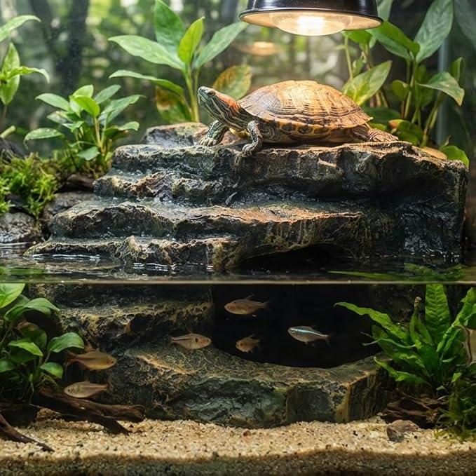 Reptile Tank Accessories, Turtle Tank Decor, Aquarium Caves, Perfect Gecko Hide, Fish Aquarium Decor, Professional Turtle Basking Platform (Antique)