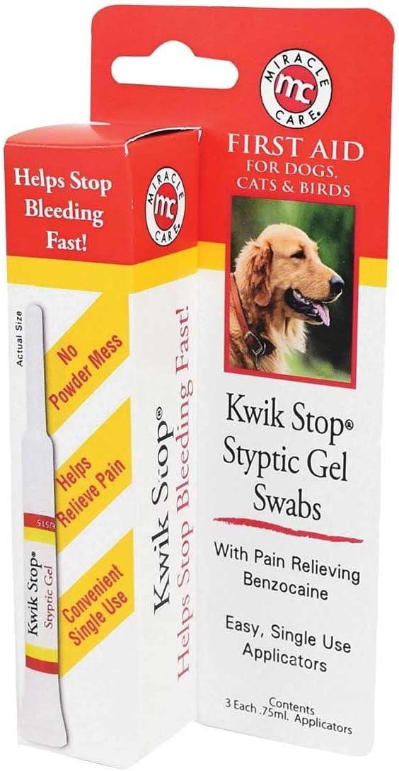 Styptic Kwik Stop Dog Cat Bird Ferret Helps Stop Bleeding Fast Powder Gel Pads or Swabs (1.5 oz Powder)