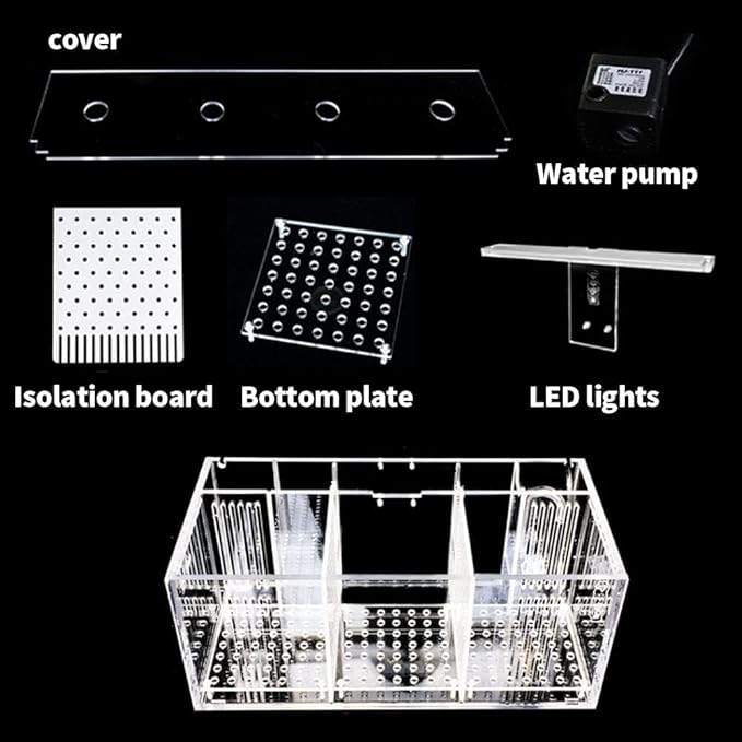 Acrylic LED Aquarium, Professional Betta Fish Tank, Transparent Aquarium Starter Kits, Ultra Clear Acrylic Fish Bowl, Rimless Desktop Betta Fish Tank,4 Rooms