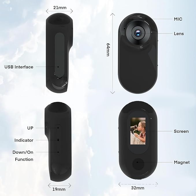 1080P Dog Collar Camera, Lightweight Pet Collar Cam with 0.96 inch LCD Display, 170° Wide Angle, Mini Pet Camera for Dogs Cats