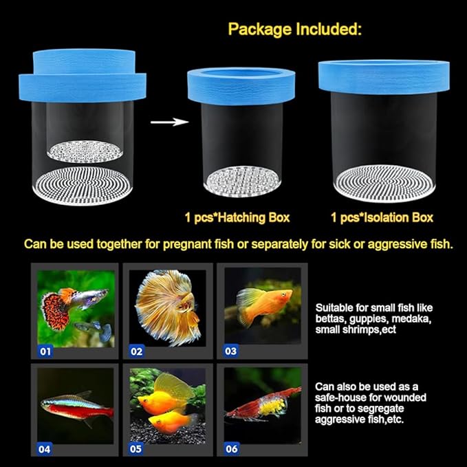 Floating Fish Breeding Box Acrylic Breeding Isolation Box for Aquarium Tank Hatchery Incubator Breeder Box for Baby Fish Betta Shrimp Clownfish Guppy (Yellow, Large)