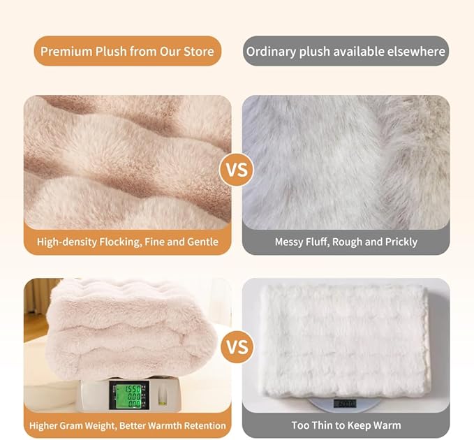 Dog Blanket Self-Warming Throw for Medium & Large Dogs, Dual-Side Sherpa Plush, Thick Crate Bed Cover & Car Seat Mat, Anti-Static Machine Washable No Shrink, 39x30 Inch White