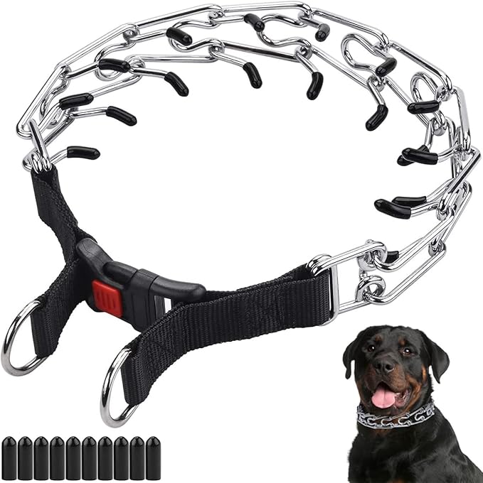 CBBPET Dog Prong Collar, Adjustable Dog Training Collar with Quick Release Buckle for Small Medium Large Dogs