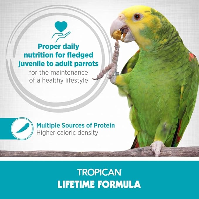 HARI Tropican Bird Food, Hagen Parrot Food with Peanuts & Sunflower Seeds, Maintenance Parrot Granules, Lifetime Formula, 1.8 lb Bag