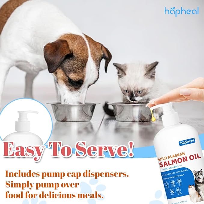 Wild-Caught Salmon Oil for Dogs & Cats - Omega 3 EPA DHA,Fish Oil Liquid Supplement for Skin & Coat Health (64 FLOZ Fish Oil)